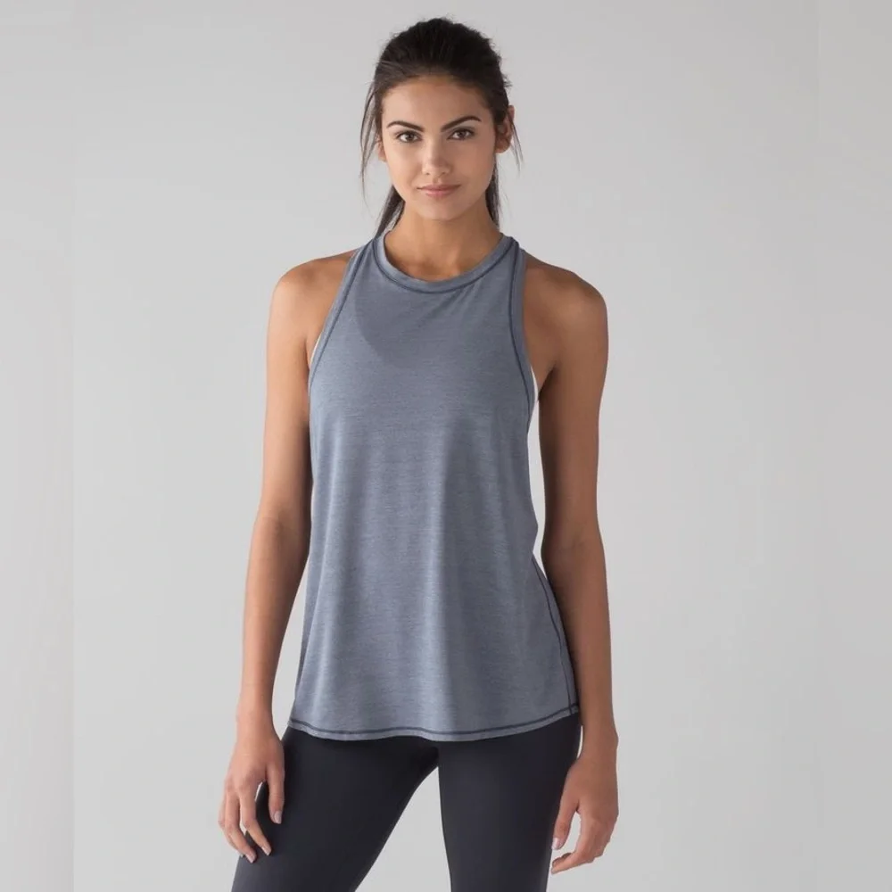 Lululemon Hot Like Agni Singlet Heathered‎ Sterling W1ABXS Size 8